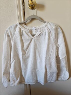 GAP Kids White Swiss Dot Peasant Top